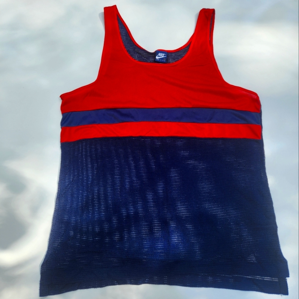 RARE Nike Layered 80's Men's Red and Blue Athletic Running Tank- Size XL
